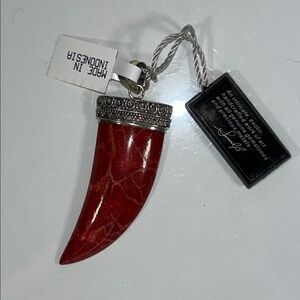 NWT Designer Samuel B. Sterling Silver Red Sea Coral Horn Pendant